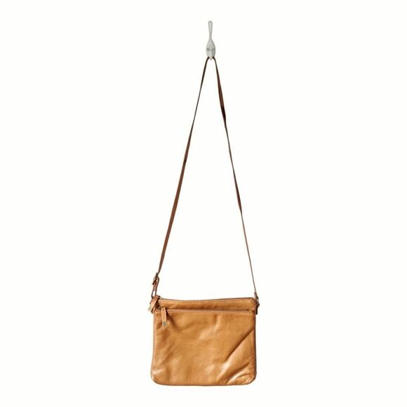 MARGOT New York Whiskey Tan Leather Accordion Crossbody - Picture 2 of 16